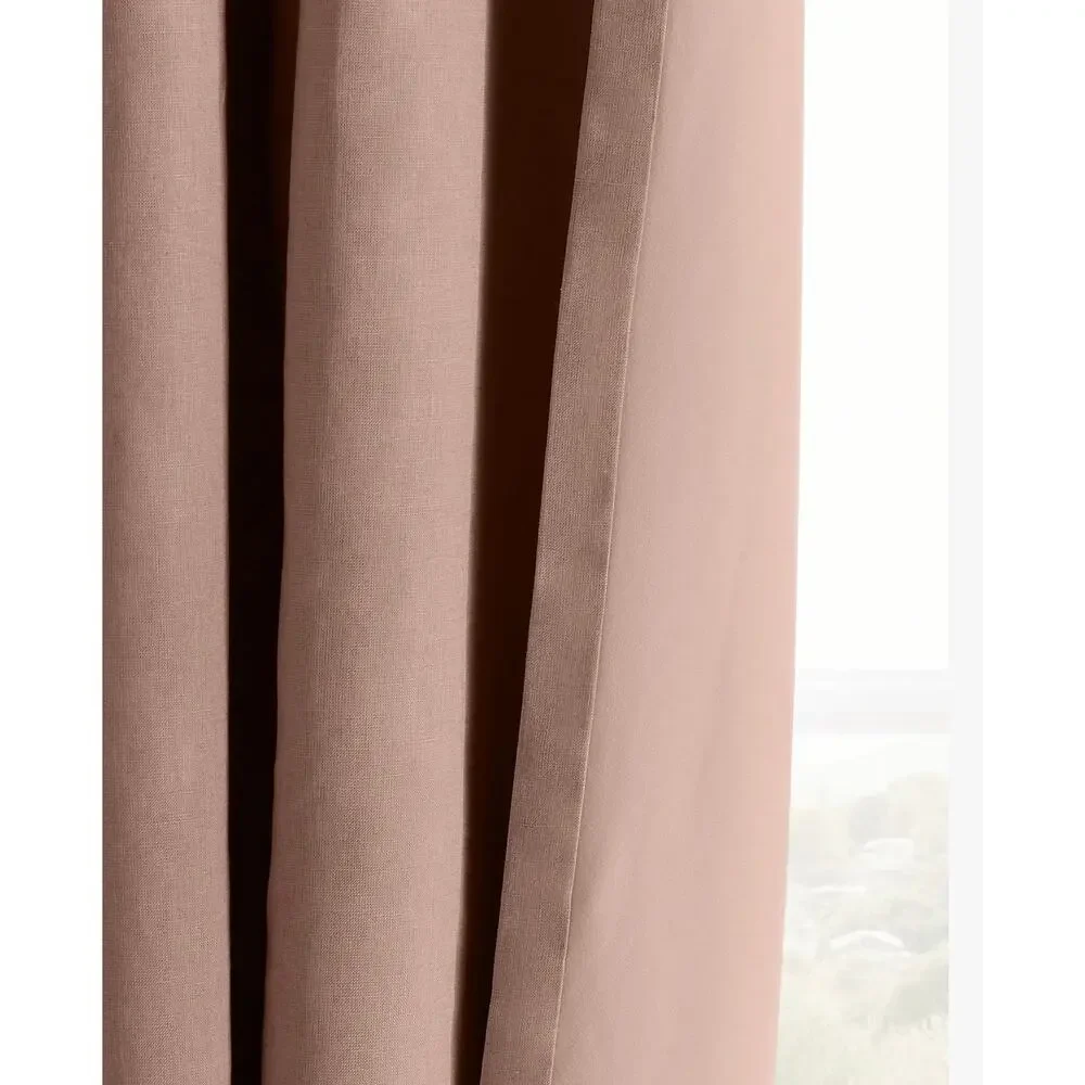 Quince European Linen True Blackout Curtain Single Panel Rose Quartz 96x96 NWT